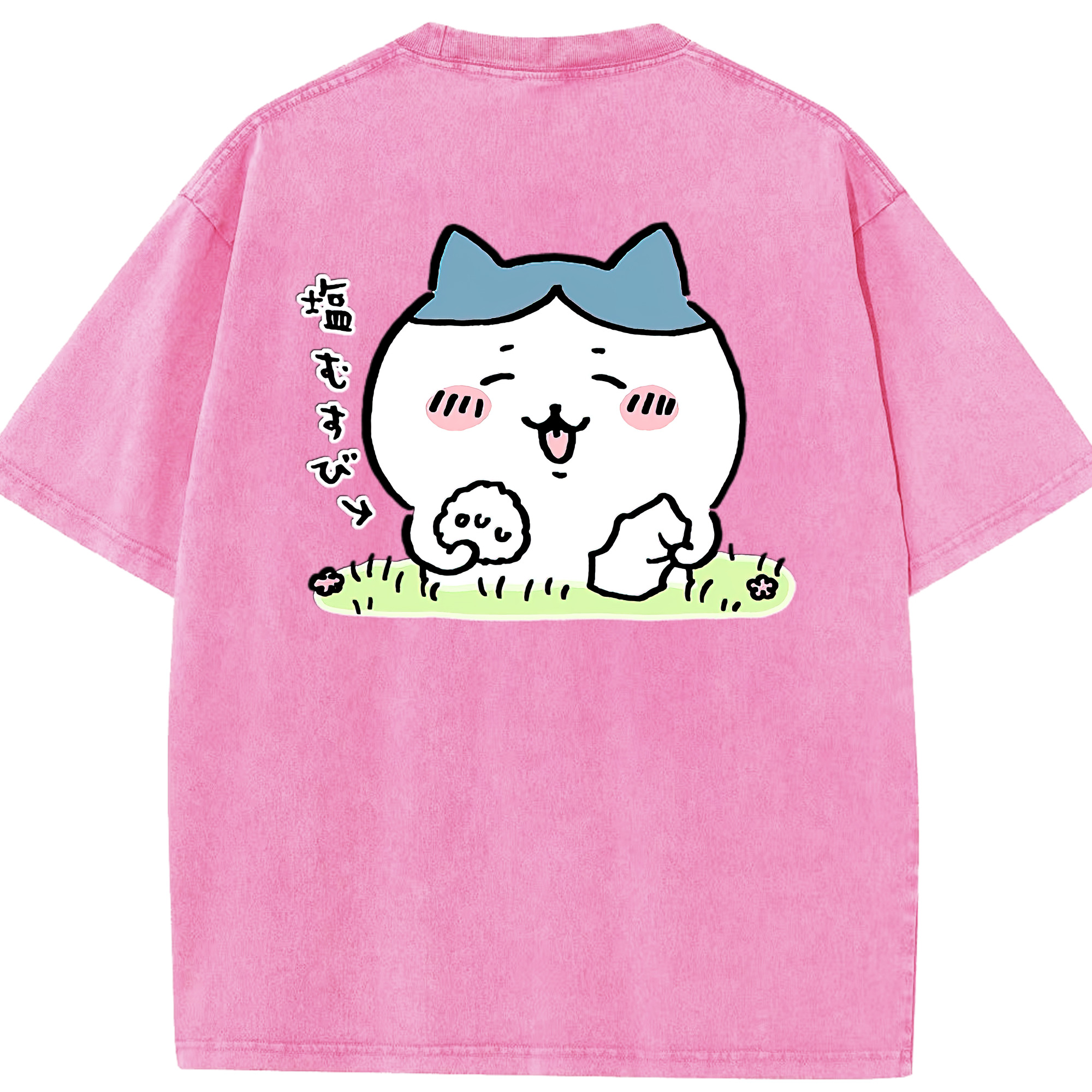 （画像用） ちいかわ ハチワレ Chii-kawa hachiware 綿100% ヴィンテージ風 半袖Tシャツ（背面プリント）